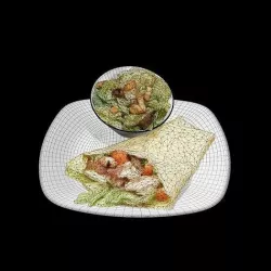 Caesar chicken crepe with Caesar side salad Low-poly 3D model