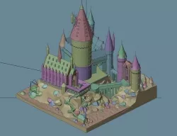 Cartoon Harry Porter Hogwarts Castle 3D model