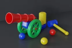 Childrens plastic toy Cannon with hammer and colored balls  3D model
