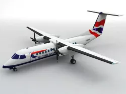 Dash 8-300 Airliner British Airways Low-poly 3D model