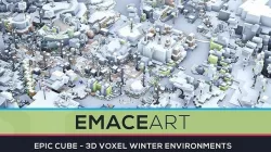 EpicMobile 3d Voxel Forest And Atolls - Winter Set Low-poly 3D model