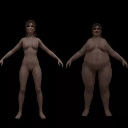 Fat and skinny woman shapes Low-poly 3D model