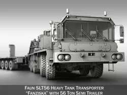 Faun STL-56 - Heavy Duty Tractor with 52t Semi-Trailer 3D model