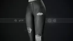 Female Black Ripped Jeans Pants Style 1  Low-poly 3D model