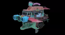 Flying Ice Cream Truck Low-poly 3D model