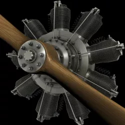 French Gnome 9N Monosoupape rotary engine 3D model