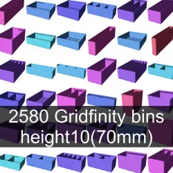 Gridfinity bins - height 10 (70mm) 