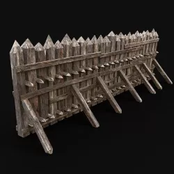 HEAVY WOODEN PALISADE WALLS MEDIEVAL FANTASY FENCE AAA Low-poly 3D model