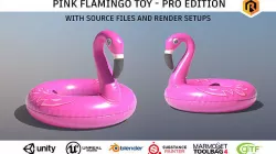 Inflatable Pink Flamingo Toy - PRO Edition Low-poly 3D model
