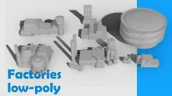 LOW-POLY Factories pack Low-poly 3D model
