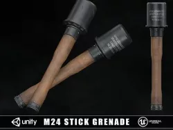 M24 WW2 German Stick Grenade Low-poly 3D model