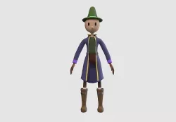 male cartoon wizard  3D model