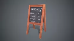 Menu Board Cafe Menu Price List Low-poly 3D model