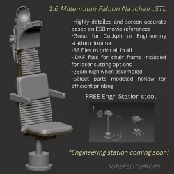 Millennium Falcon Chair for Cockpit Jazzinc upgrade 6th Scale  3D model