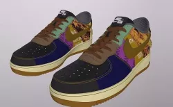 NIKE AIR FORCE CACTUS JACK TRAVIS SCOTT SHOES PBR Low-poly 3D model