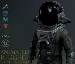 Post Apocalypse Astronaut ANIMATED Low-poly 3D model
