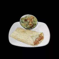 Pulled Pork crepe with Caesar Low-poly 3D model