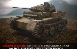 Pz II Luchs  - WW 2 German Tank - Game Ready - PBR - 3D model Low-poly 3D model