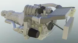 Rotary 13B RX7 MAZDA Custom turbo setup complete engine 3D model