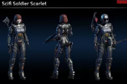 Scifi Soldier Scarlet Low-poly 3D model