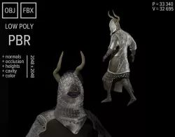 stone armored warrior knight minotaur Low-poly 3D model