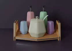Table set for condiments 3 Low-poly 3D model