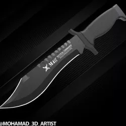 Tactical Commando Knife Low-poly 3D model