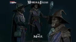 The Mage wizard with hat and scythe Low-poly 3D model