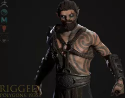 Werewolf-RIGGED warrior Low-poly 3D model