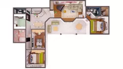 3d floor plan-Interior plan 3D model