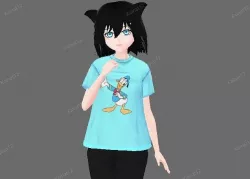 3d low poly female avatar for vrchat and for vtubing  Low-poly 3D model