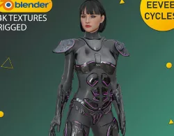 Advanced Female Character 112 Sci-fi Cyberpunk Suit- Rigged Low-poly 3D model