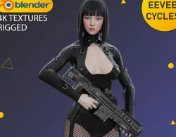 Advanced Female Character 139 with Cyberpunk Suit - Rigged Low-poly 3D model