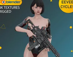 Advanced Female Character 147 with Cyberpunk Suit - Rigged Low-poly 3D model