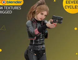 Advanced Female Character 157 with Cyberpunk Suit -Rigged Low-poly 3D model