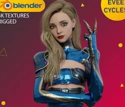 Advanced Female Character 85 with Cyberpunk Sci-fi Suit- Rigged Low-poly 3D model