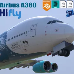 Airbus A380 HiFly 9H-MIP Low-poly 3D model