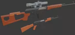 ak47 and svd low poly model Low-poly 3D model