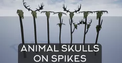 Animal Skulls On Spikes Low-poly 3D model