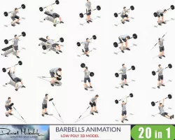 Barbells Worksout Animation Bundle Low-poly 3D model