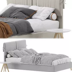Bed Siteno Minced 140 Barhat Beige  3D model
