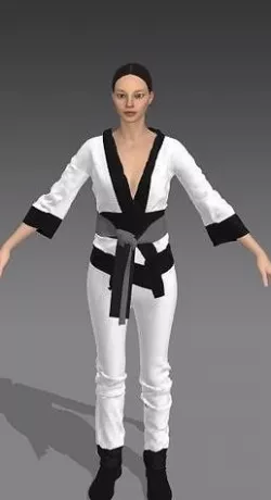 BLOUSE AND  PANT CARD  WITH BELTED KNOT 3D model