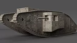 British Mark 1 Tank WW1 Low-poly 3D model