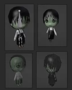 Chibi Model BARISTA MALE with Human Meta Rig Low-poly 3D model