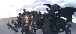 Cthulhu Windmill Horror Town with Cthulhu Monster Kit bash 3D model