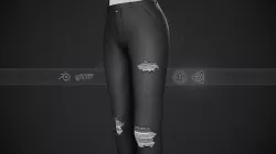 Female Black Ripped Jeans Pants Style 2  Low-poly 3D model