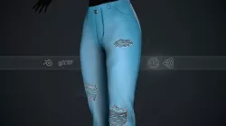 Female Light Blue Ripped Jeans Pants Style 1 Low-poly 3D model