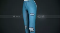 Female Light Blue Ripped Jeans Pants Style 2 Low-poly 3D model