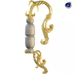 Golden decorative molded handle 3D model 3D model