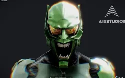 Green Goblin Full Body Glider and Pumpkin bomb Low-poly 3D model